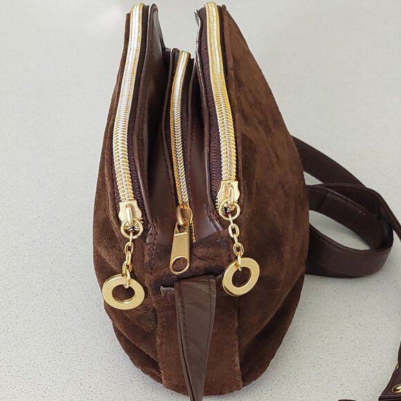Brown Suede Leather Crossbody Purse - Picture 5 of 12